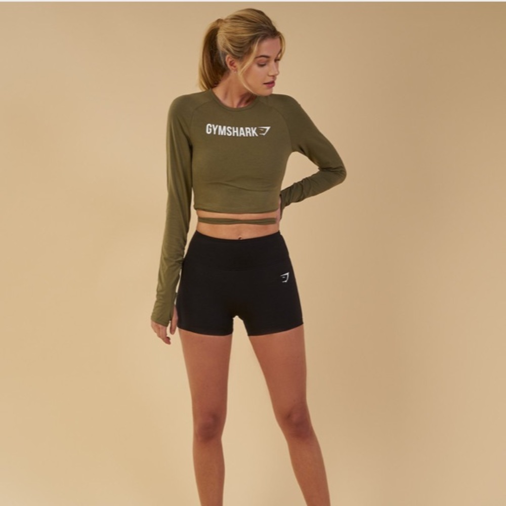 NWT khaki ribbon crop gymshark